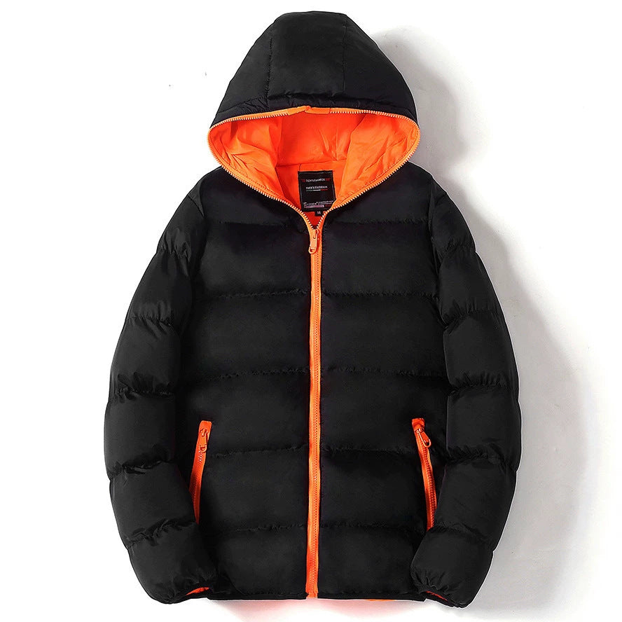Men's quilted hooded jacket with contrasting fleece lining and side zip pockets Mune Fashion