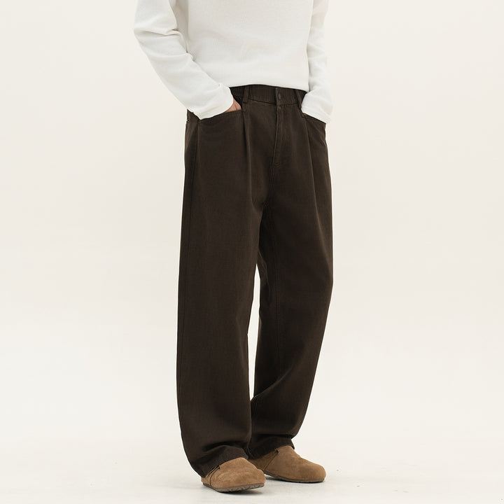 Men's loose Relax-Fit fabric trousers with a high waistband and straight leg Mune Fashion
