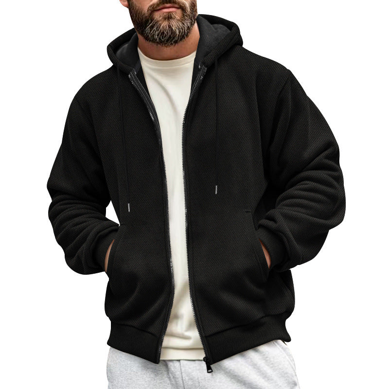 Men's Structured Hoodie Sweatshirt with Full Zip, Side Pockets and Ribbed Cuffs Mune Fashion