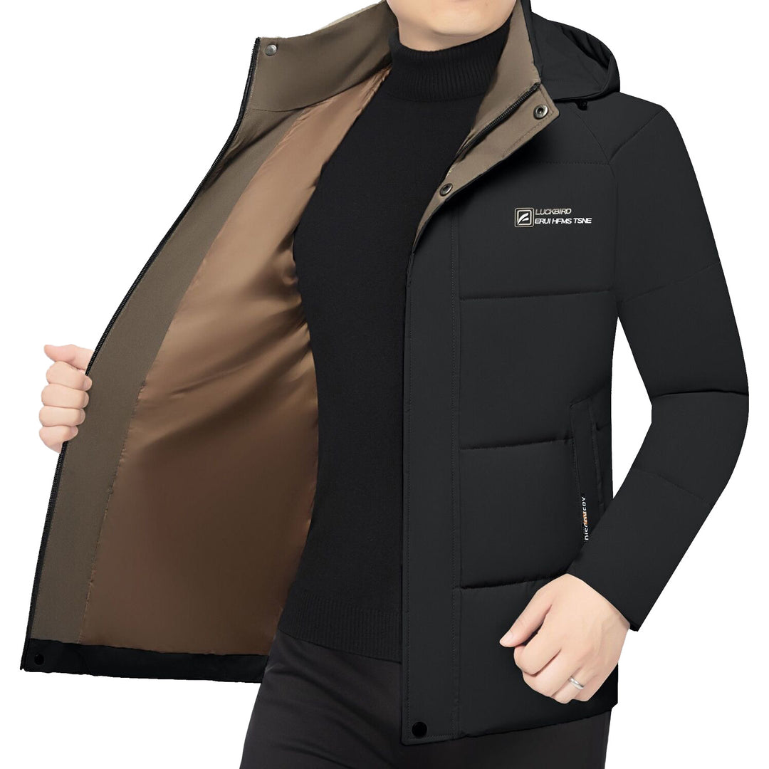 Men's padded stand-up collar jacket with water-repellent surface and zippered pockets Mune Fashion