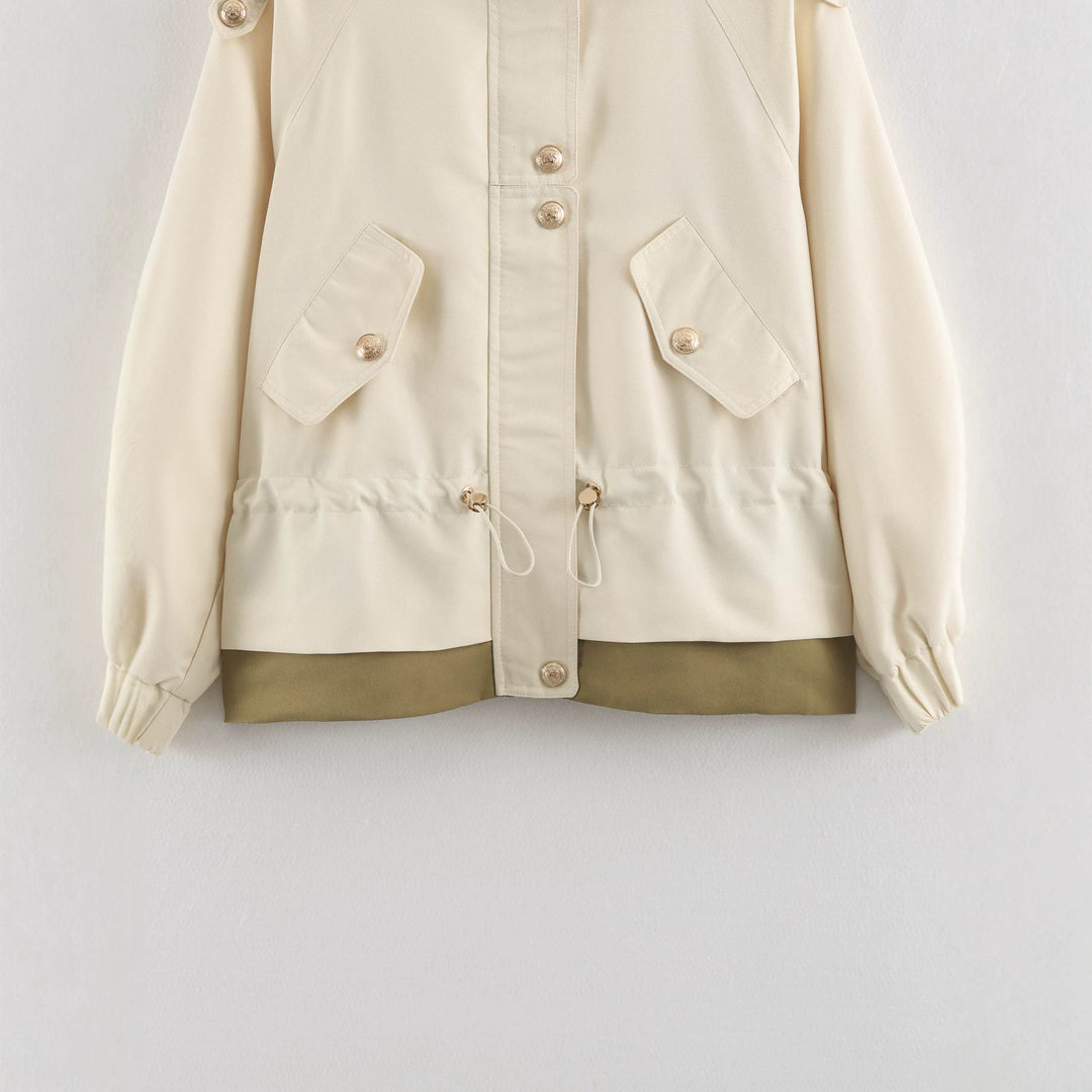 Women's short parka in field style with drawstring, flap pockets and stand-up collar Mune Fashion