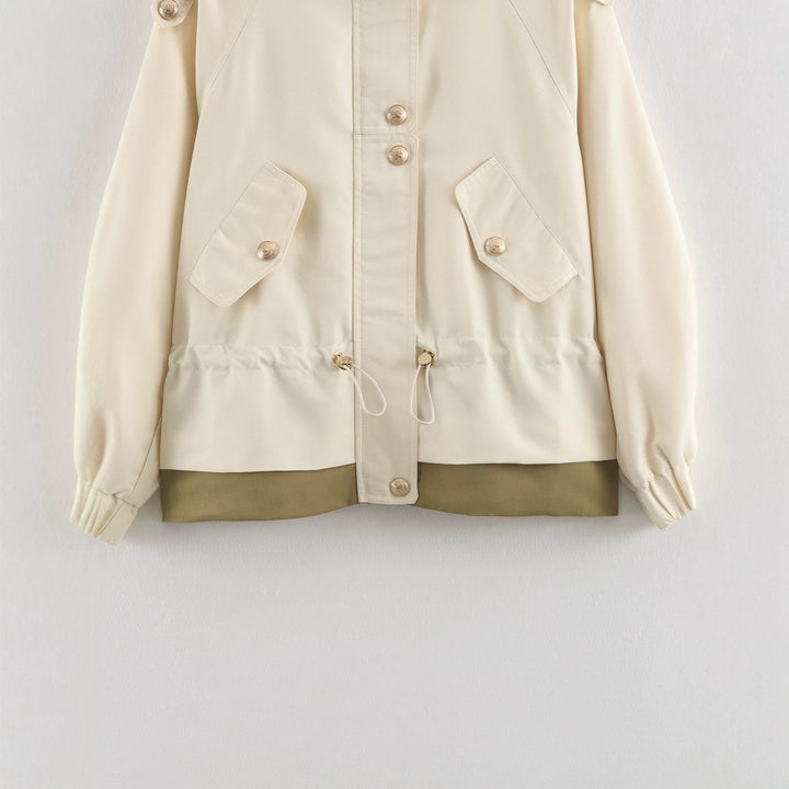 Women's short parka in field style with drawstring, flap pockets and stand-up collar Mune Fashion