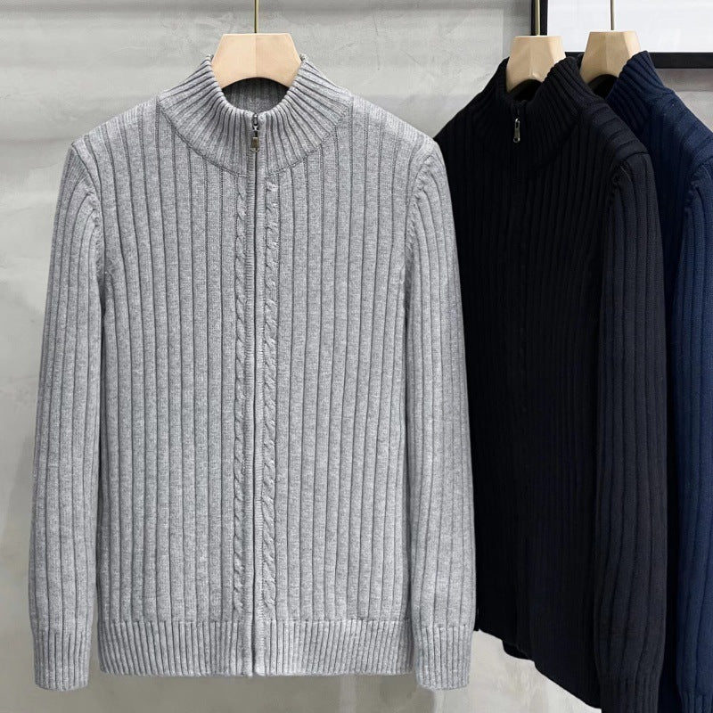 Men's Fashion Ribbed Knit Sweater with High Collar Mune Fashion