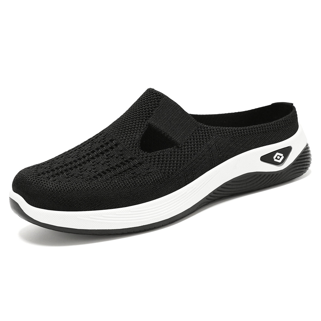 Ladies breathable knitted slip-on clog with side cut-out opening, cushioning EVA and PU midsole Mune Fashion