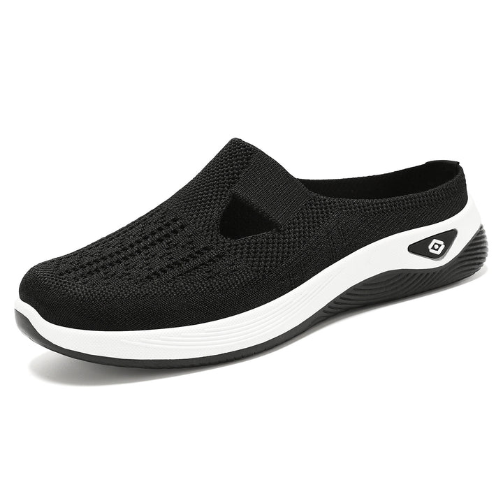 Ladies breathable knitted slip-on clog with side cut-out opening, cushioning EVA and PU midsole Mune Fashion