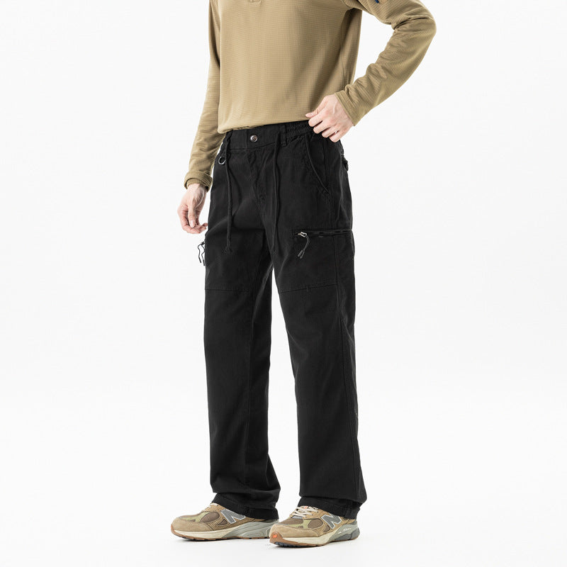 Herren Komfort-Canvas-Cargo-Hose mit elastischem Tunnelzugbund, Kniepaneelen und Multifachtaschen Mune Fashion