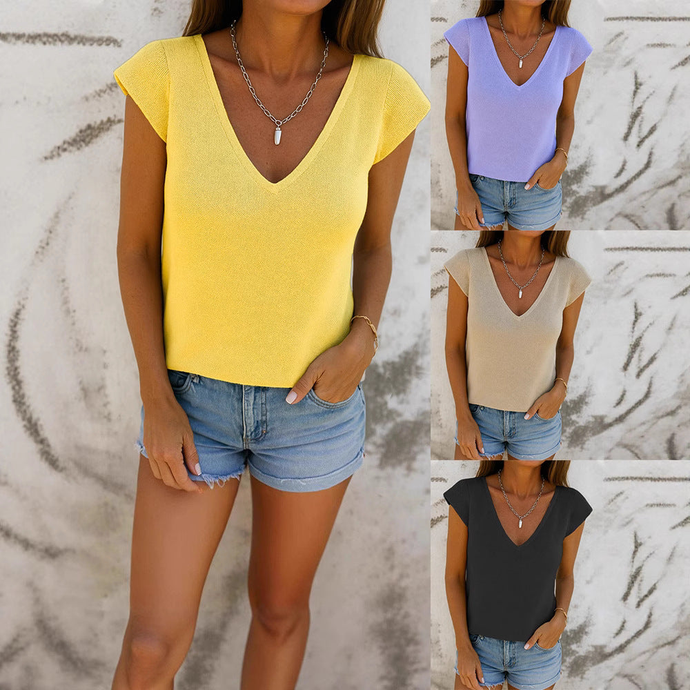 Women's V-neck top with casual fit Mune Fashion