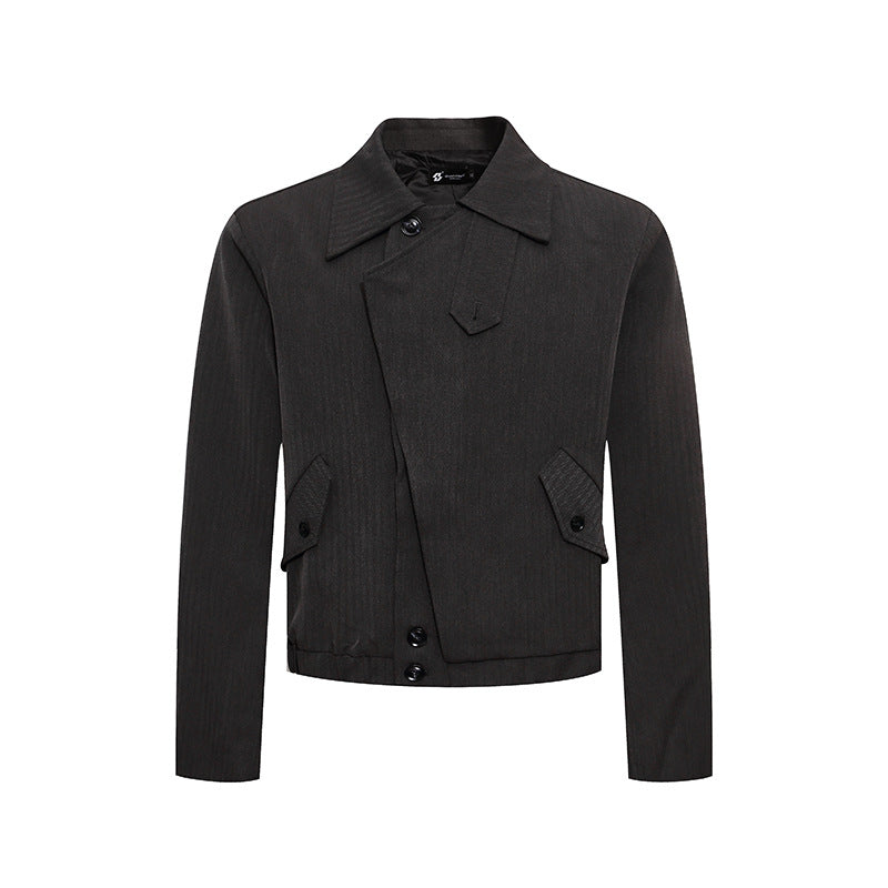 Men's short asymmetric twill blouson with concealed button placket Mune Fashion