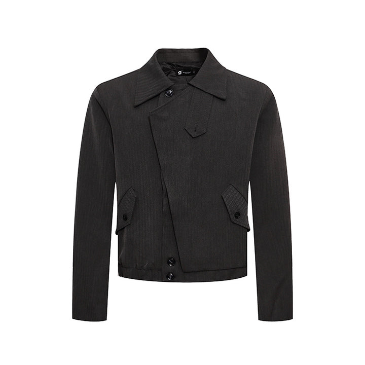 Men's short asymmetric twill blouson with concealed button placket Mune Fashion