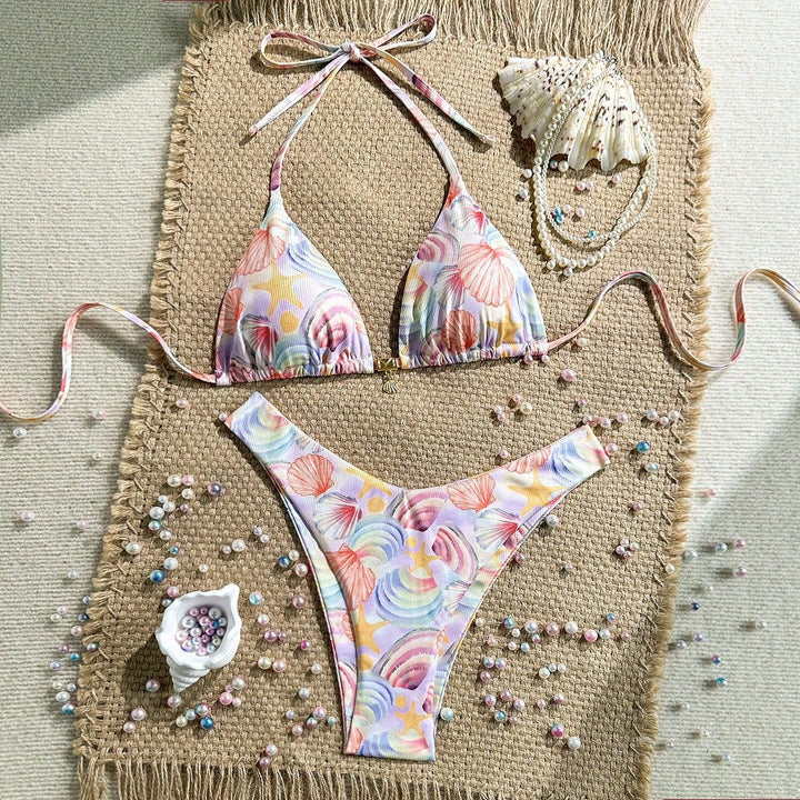 Ladies triangle bikini with maritime shell pattern Mune Fashion