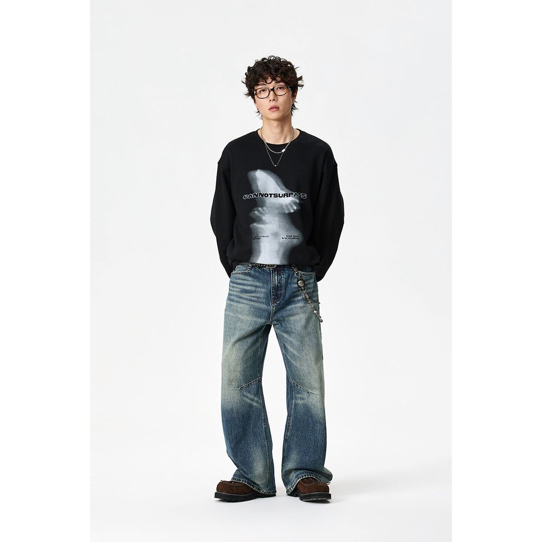 Unisex Oversize-Longsleeve shirt with surreal photo print and ribbed cuffs Mune Fashion