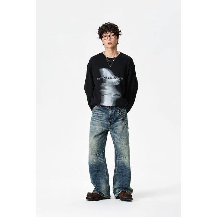Unisex Oversize-Longsleeve shirt with surreal photo print and ribbed cuffs Mune Fashion