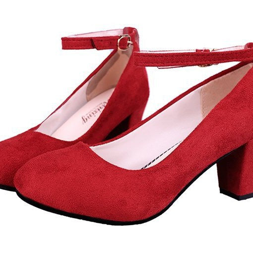 Ladies nan Suede Comfort Pumps with cushioned footbed and adjustable ankle strap Mune Fashion