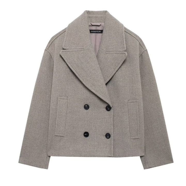 Women 300+ Cropped double-breasted wool blend blazer with wide lapels Mune Fashion