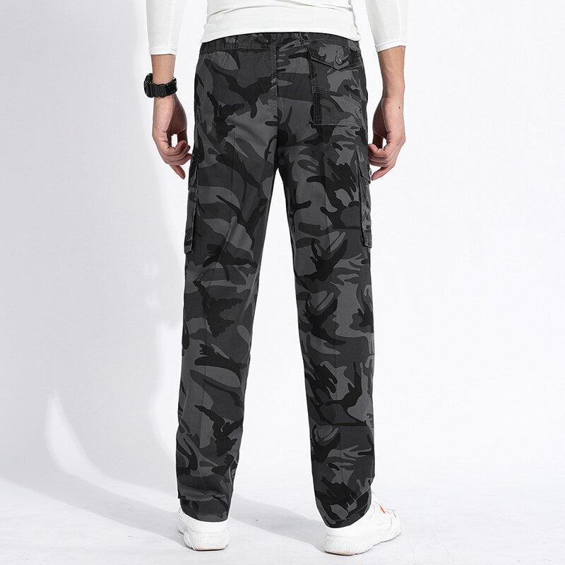 Men's Camouflage Cargo Pants in Army Style with Straight Cut, Multiple Pockets & Durable Seams Mune Fashion