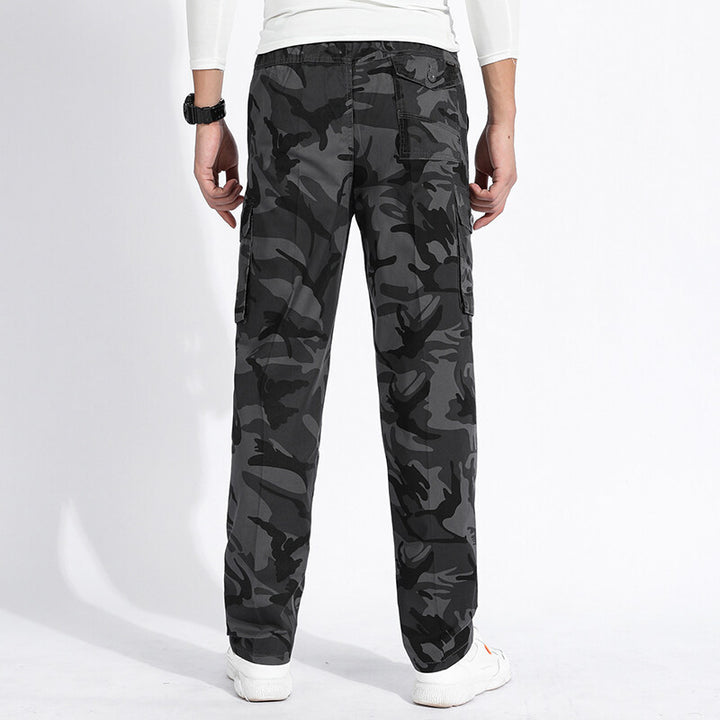 Men's Camouflage Cargo Pants in Army Style with Straight Cut, Multiple Pockets & Durable Seams Mune Fashion