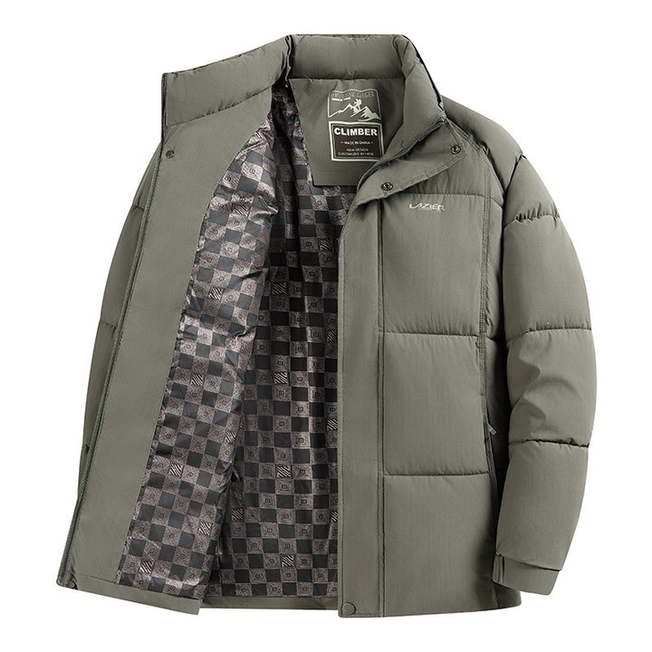 Men's Padded Winter Quilted Jacket with Stand-Up Collar, Thermal Lining & Concealed Zipper Mune Fashion
