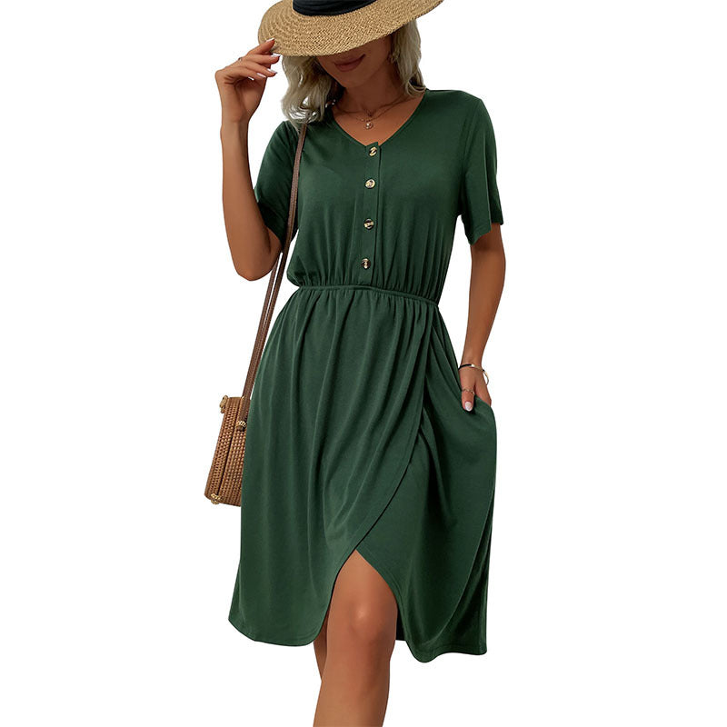 Women Wrap Dress with Button Details Mune Fashion