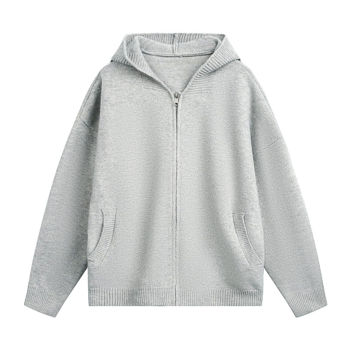Unisex chunky knit hoodie jacket with full zip and patch front pockets Mune Fashion