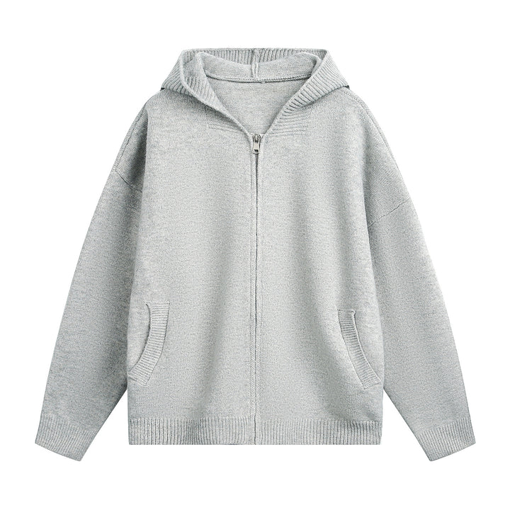 Unisex chunky knit hoodie jacket with full zip and patch front pockets Mune Fashion