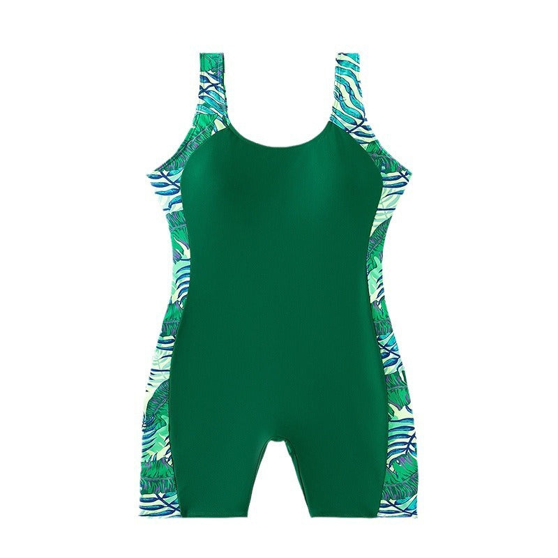 Women's sporty one-piece with floral side overlay Mune Fashion