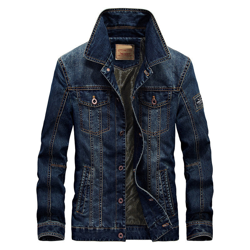 Men's denim jacket with sherpa lining, warming teddy interior and classic shirt collar Mune Fashion