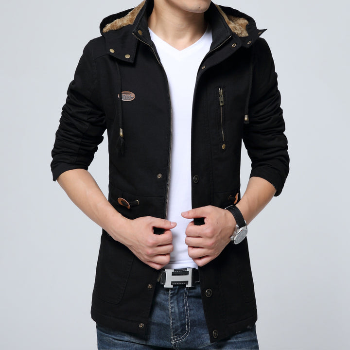 Men's parka with teddy lining in hood, utility pockets and drawstring Mune Fashion
