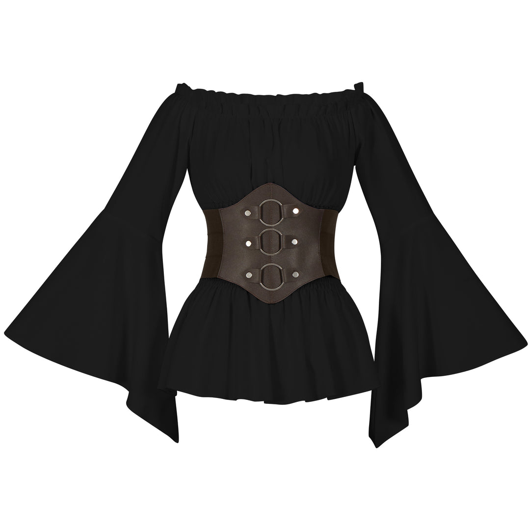 Women's multi-layered chiffon maxi skirt with high elastic waistband and asymmetrical tiered fall.