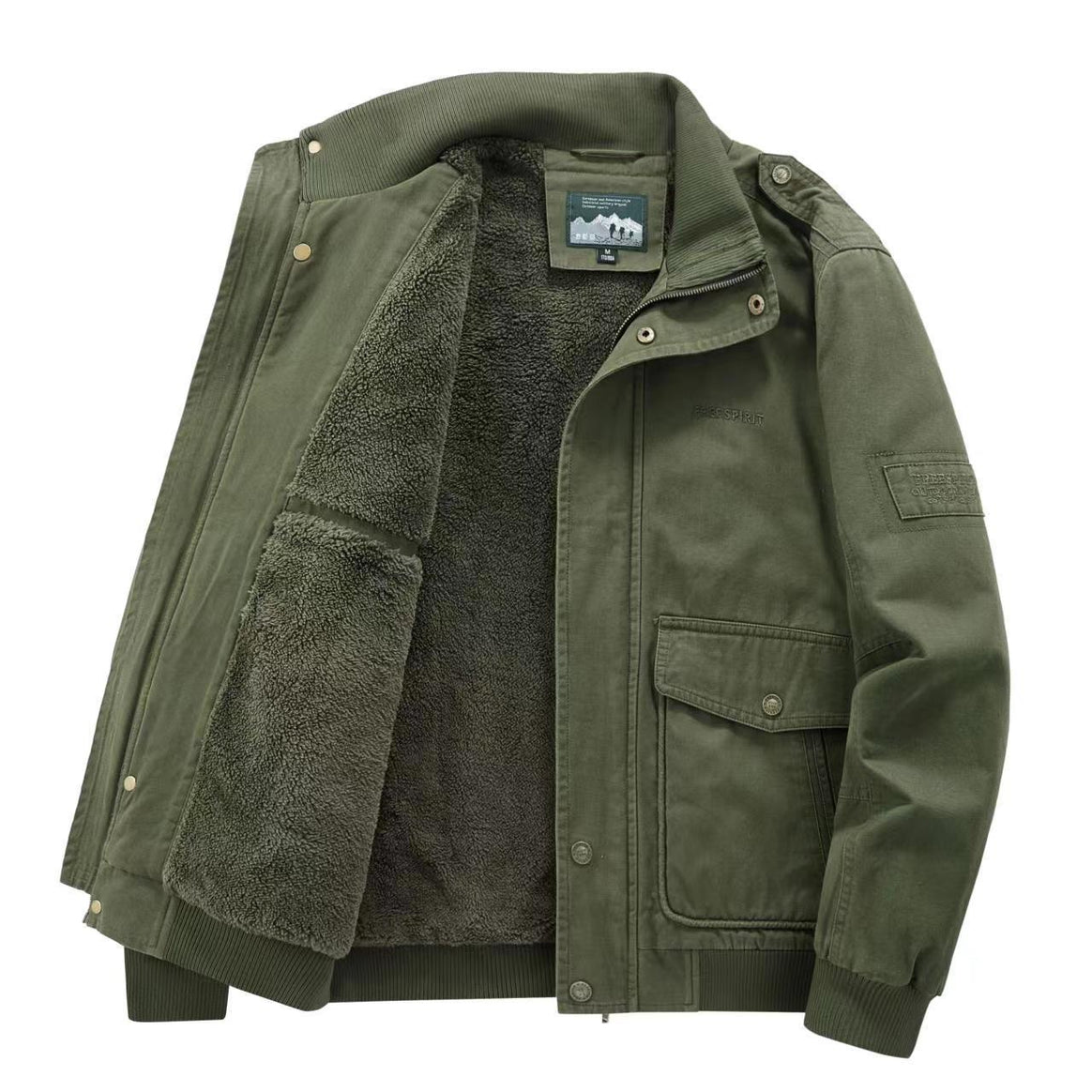 Men's Insulated Field Blouson with Full Teddy Fleece Lining, Concealed Zip Front and Utility Pockets Mune Fashion