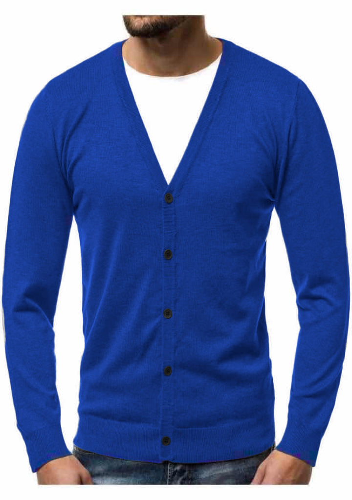 Men's fine knit cardigan with V-neck, slim fit and button placket Mune Fashion
