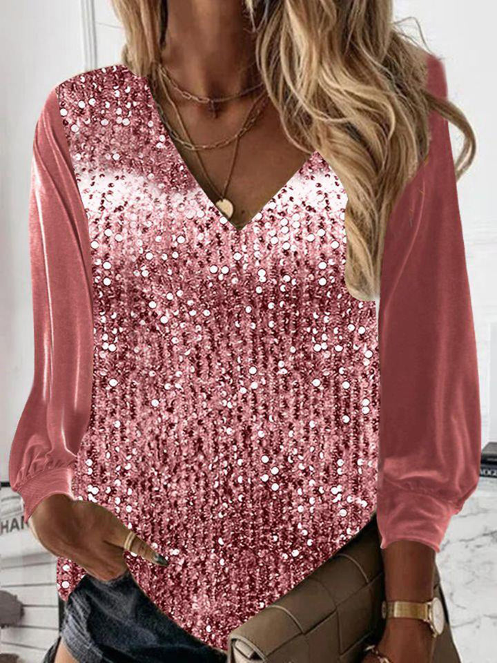Simple Glitter Blouse Women