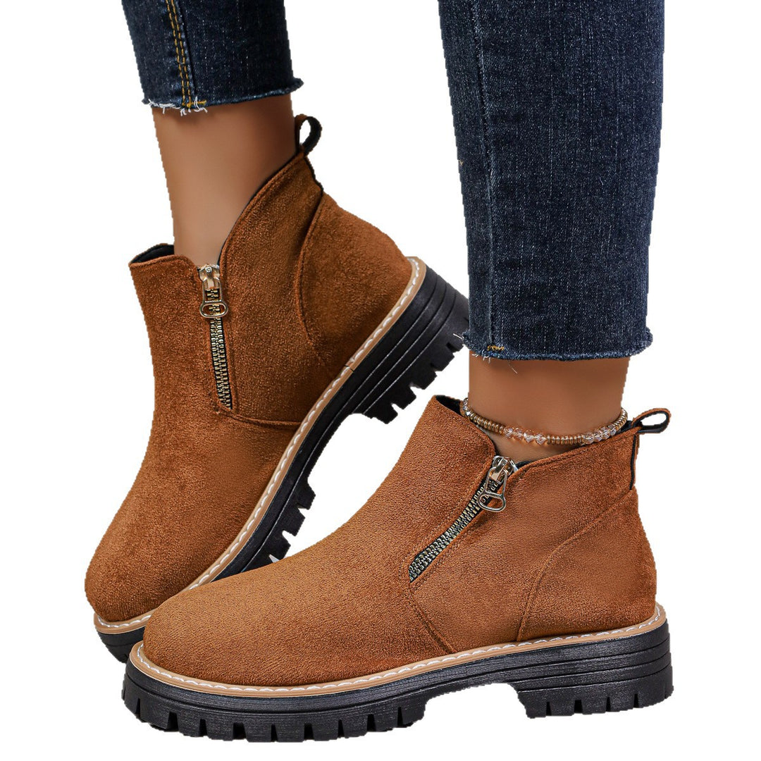Women Stylish Ankle Boots with Zipper Mune Fashion