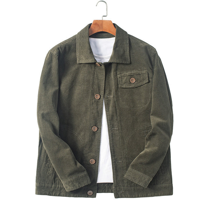 Men's transitional blouse made of fine corduroy with chest flap and visible button placket Mune Fashion