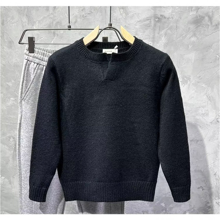 Ladies Cozy Knitted Sweater with Collar Mune Fashion