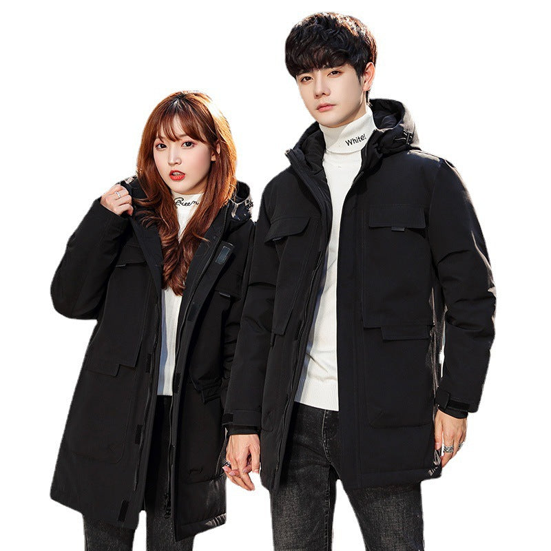 Unisex Padded Long Parka with Hood Multi-Pockets and Windproof Thermal Insulation Mune Fashion
