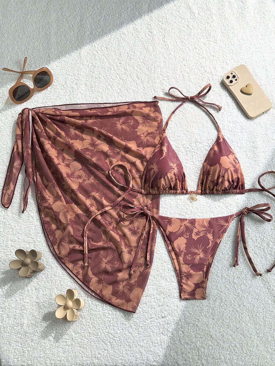 Women Triangle Bikini Set with adjustable straps and wrap Mune Fashion