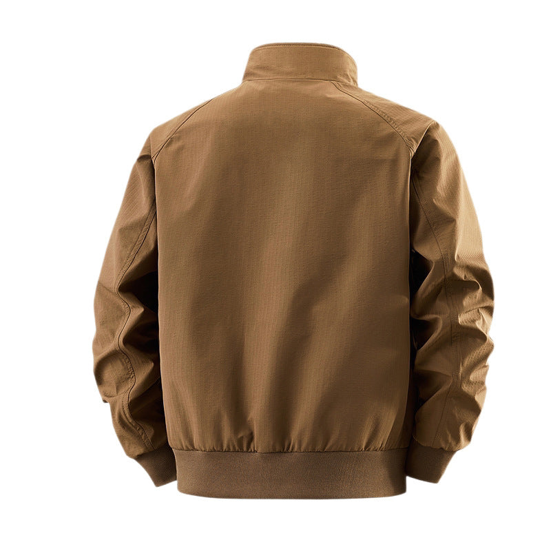 Men's windproof quilted bomber jacket with stand collar, ribbed cuffs, and padded lining Mune Fashion