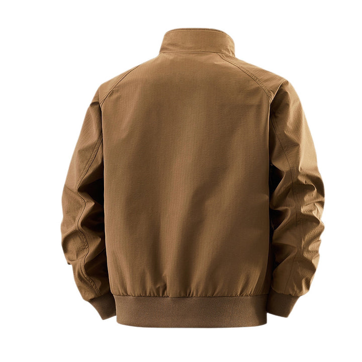Men's windproof quilted bomber jacket with stand collar, ribbed cuffs, and padded lining Mune Fashion