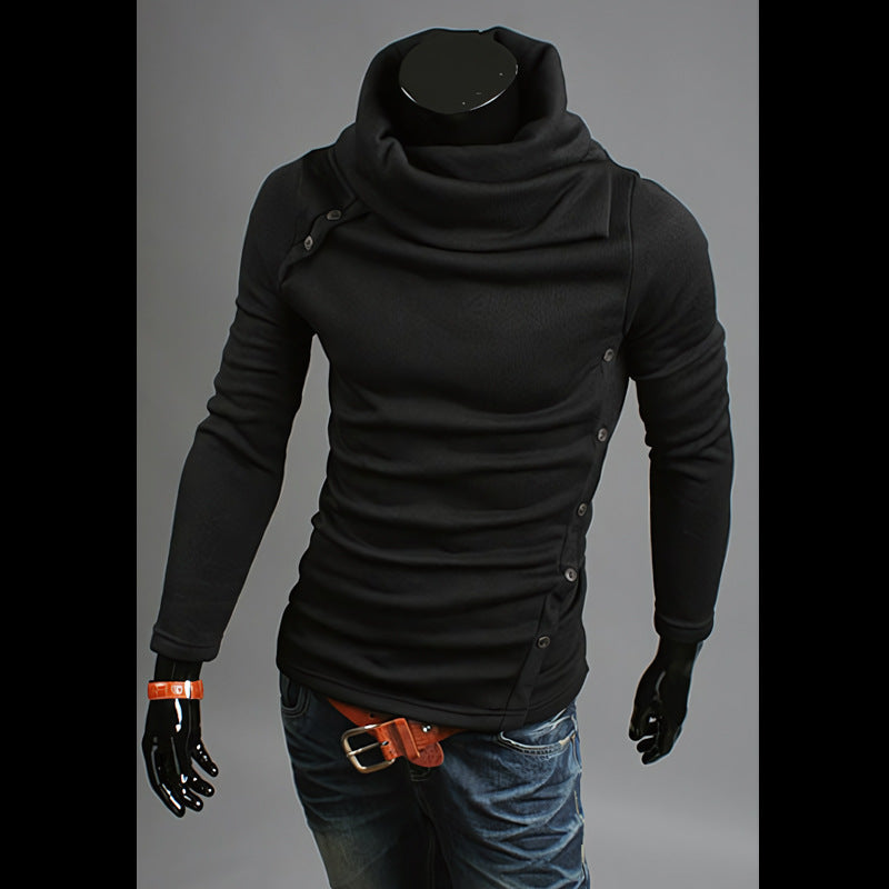 Men's knitted sweater with a large shawl collar, asymmetrical button placket and slim silhouette Mune Fashion