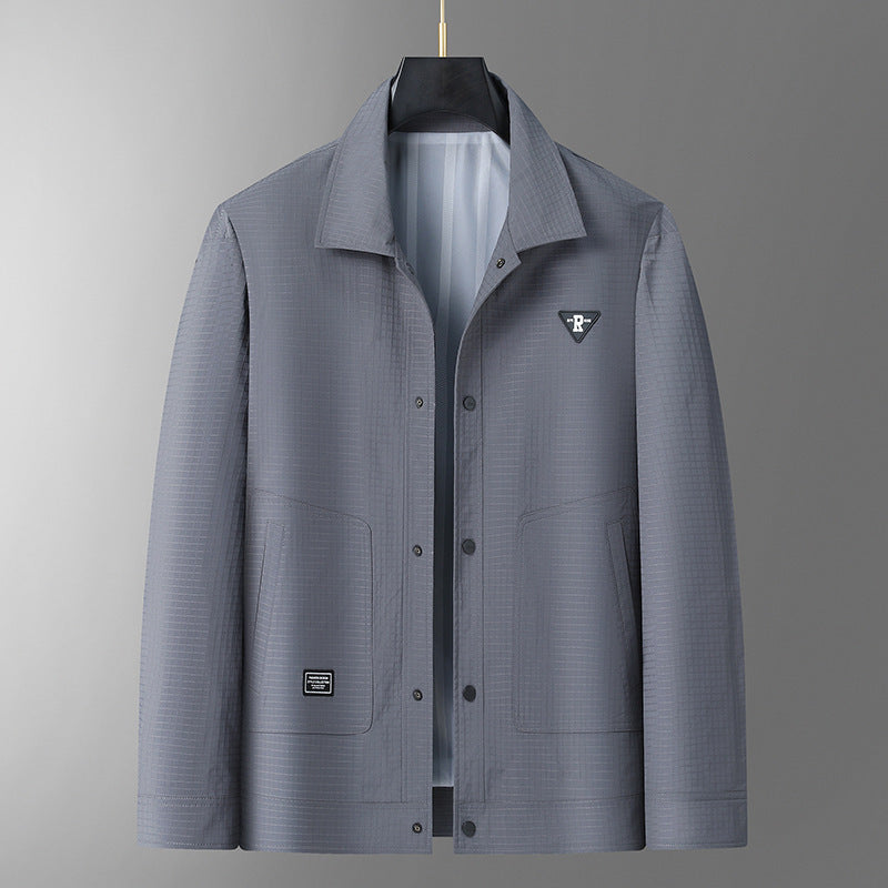 Men's lightweight structured coach jacket in overshirt style with snap button placket and patch pockets Mune Fashion