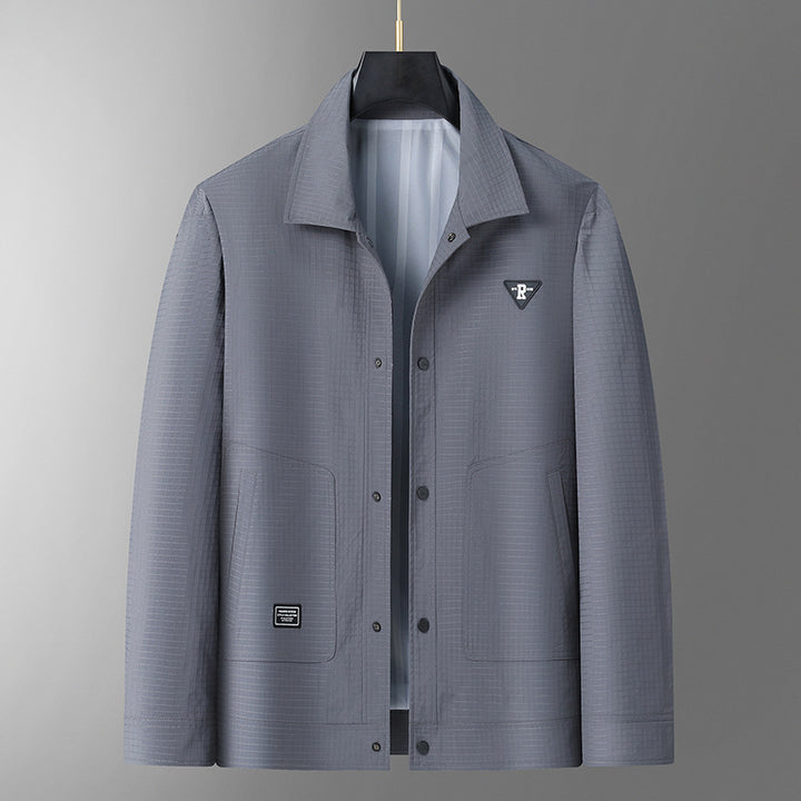 Men's lightweight structured coach jacket in overshirt style with snap button placket and patch pockets Mune Fashion