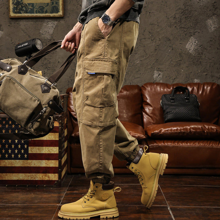 Men's cargo pants with elastic waistband and practical side pockets Mune Fashion