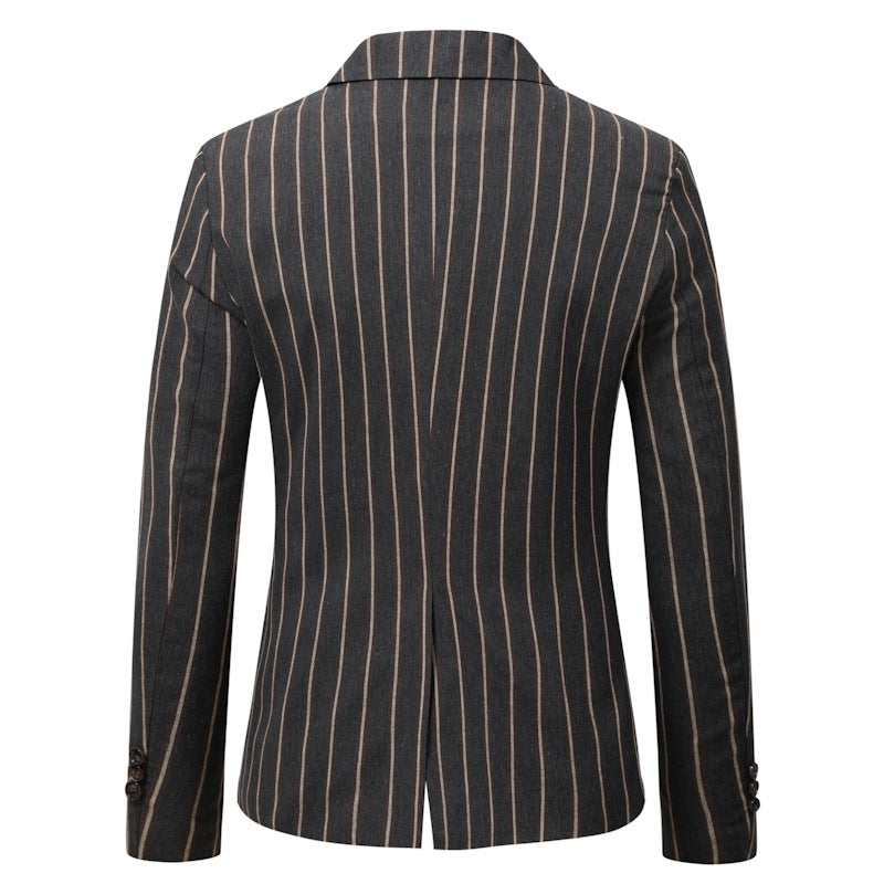Men's Fitted Checkered Blazer with One-Button Closure and Windowpane Pattern Mune Fashion