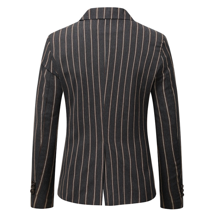 Men's Fitted Checkered Blazer with One-Button Closure and Windowpane Pattern Mune Fashion
