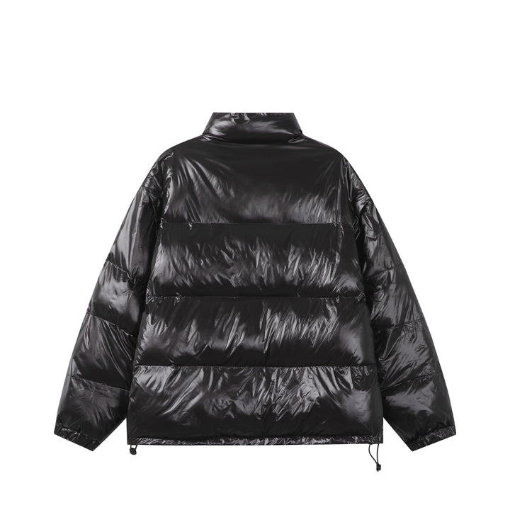 Unisex Shiny Boxy Quilted Oversized Puffer Jacket with High Stand-up Collar Mune Fashion