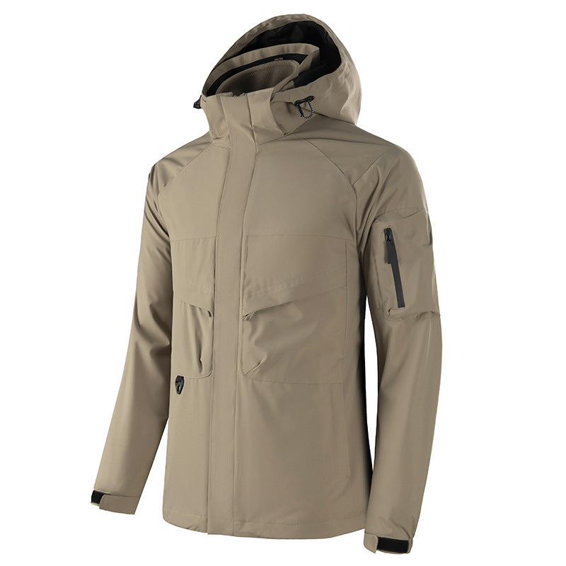 Men's Waterproof Softshell Outdoor Jacket with Welded Seams, Tactical Chest Pockets and Adjustable Hood Mune Fashion