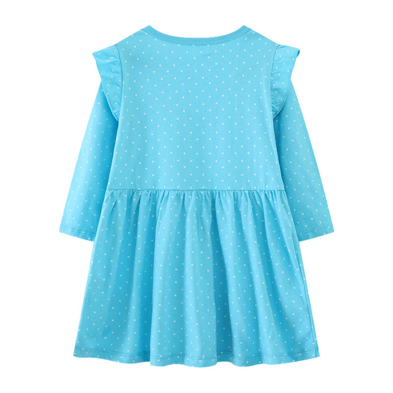 Girl Long Sleeve Dress with Cheerful Guinea Pig Motif Mune Fashion