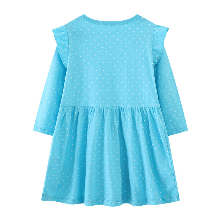 Girl Long Sleeve Dress with Cheerful Guinea Pig Motif Mune Fashion