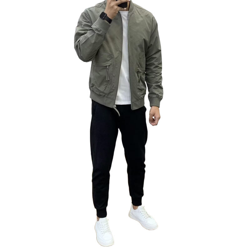 Men's Lightweight Utility Bomber Jacket with Zip, Multi-Function Pockets and Ribbed Cuffs Mune Fashion