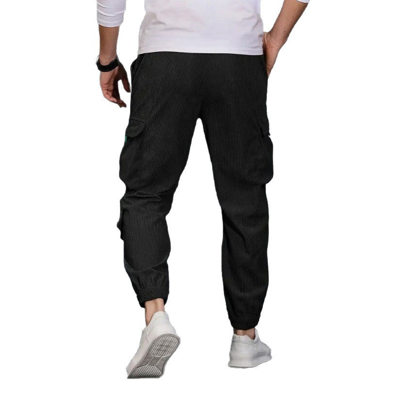 Men's Cord-Cargo-Jogging Pants with Drawstring and Multifunctional Flap & Zipper Pockets Mune Fashion